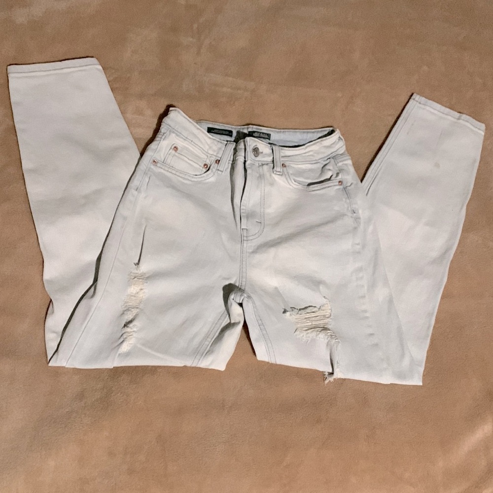 Light blue; high rise; Mom jeans; Size 0